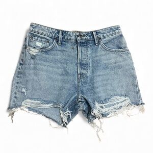 Girlfriend Distressed Denim Women High Rise Shorts Blue Size 26‎